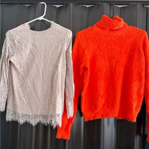 Orange and Cream blouses size S